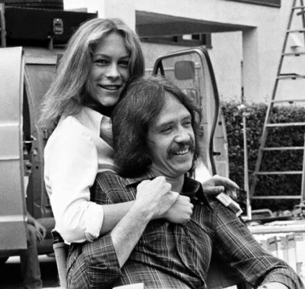 John Carpenter and Jamie Lee Curtis on set. 